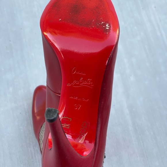 Christian Louboutin Leather Ankle Boots Red 37 - Picture 6 of 7